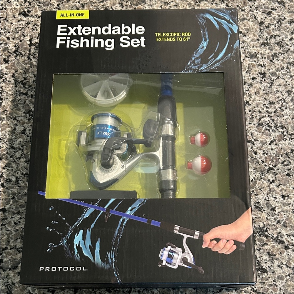 Extendable Fishing Set - Blue and Silver